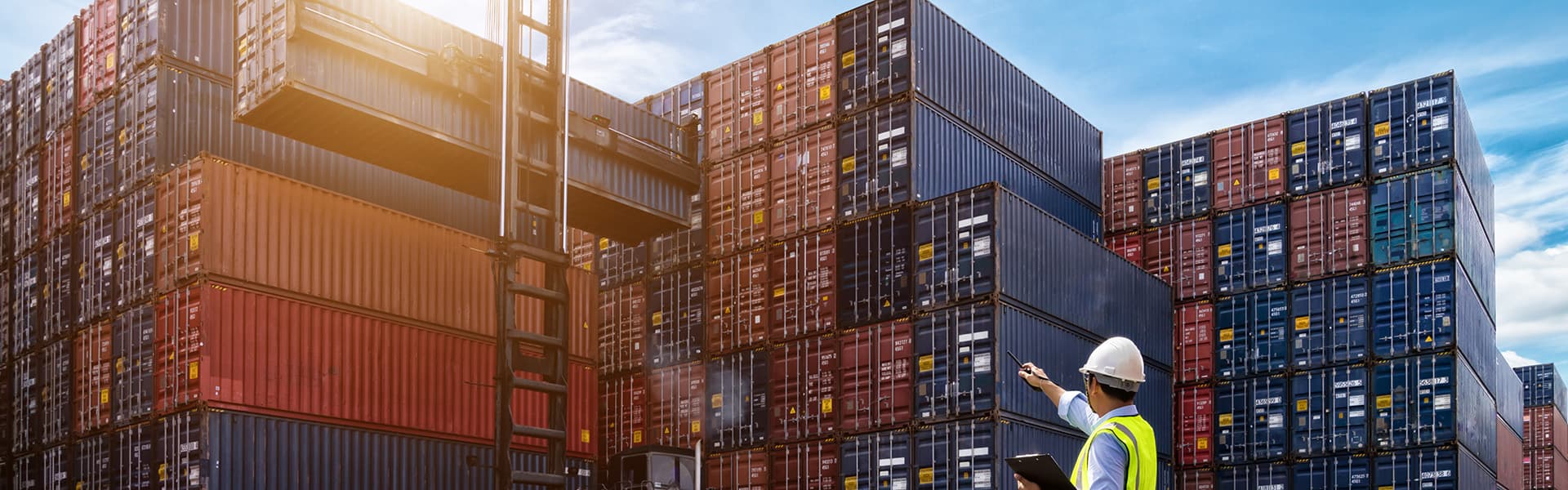 yard forklift container dock containerized shipping solutions